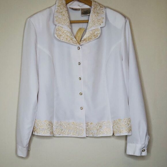 Perlita White Choir Performance Blouse – Western / Formal Concert Top | Size XL - Picture 4 of 8